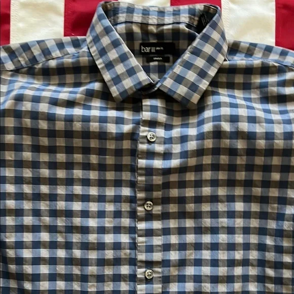 Checkered Blue and Grey Button-Up Shirt - Picture 12 of 15